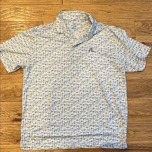Rhoback Blue and White Patterned Polo Shirt